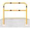 Protective bar made of steel tubing |  60 x 2.5 mm | with crossbar | total width: 1000 mm | total height: 1400 mm | hot-dip galvanized and yellow coatedwith black warning stripes